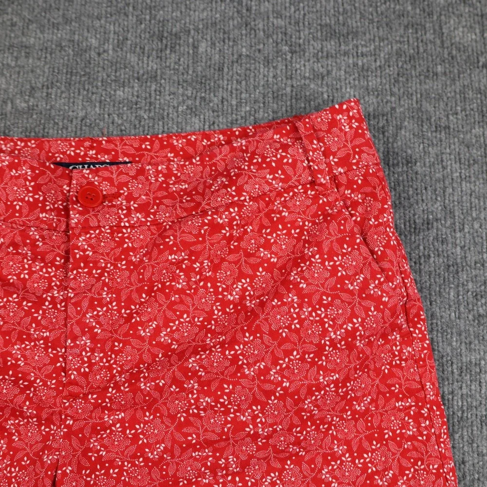 Chaps Shorts Womens 10 Red Floral Print Slant Pockets Zip Button‎ Summer Casual